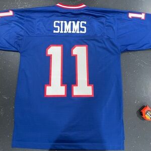 Reebok New York Giants Phil Simms Blue Jersey with Red and White Details